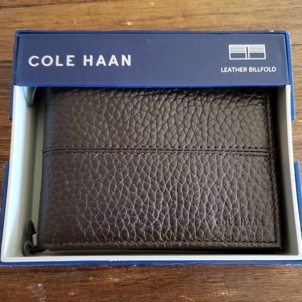 Cole Haan Chocolate Leather Slim Billfold Wallet